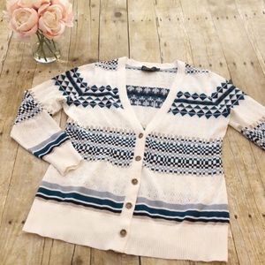 Pendleton Blue and White Striped Cardigan Size Small Petite